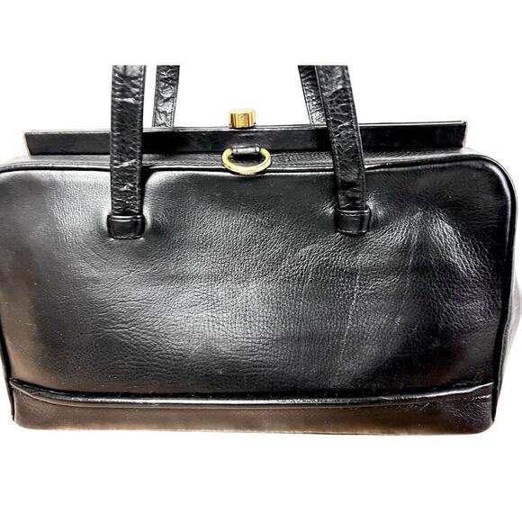 Zenith X-Large bag Purse handbag Black Leather vintage Satchel 1960s-70s MCM - Picture 2 of 8